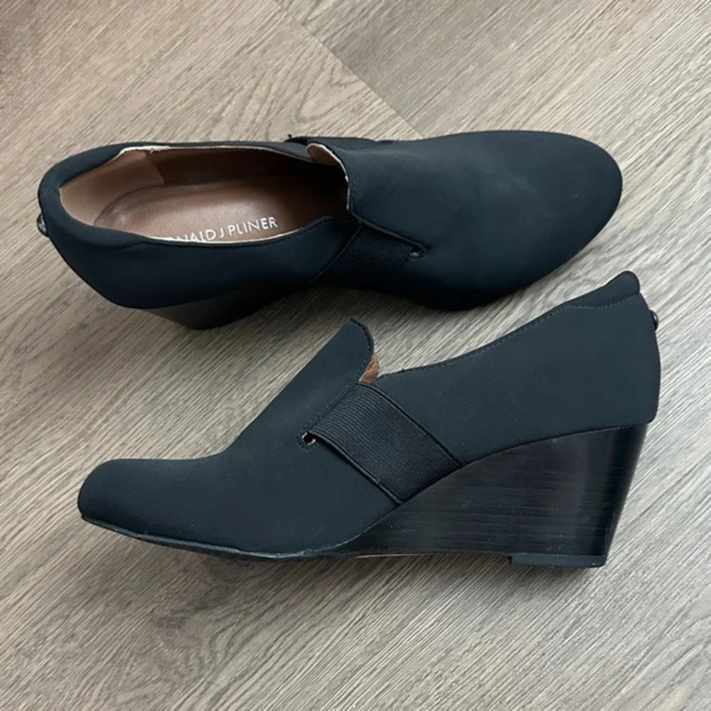 Donald J. Pliner Black Wedge Loafers
